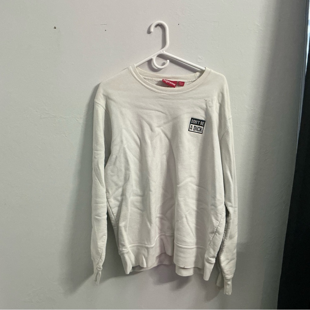 Supreme White Crewneck Sweater
